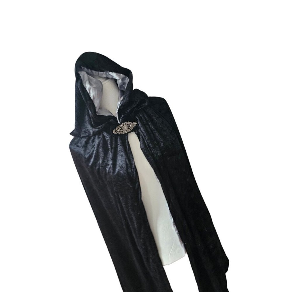 Halloween Cloak Velvet Hooded Cosplay Cape Wizard Witch Long Robe Coat Large
